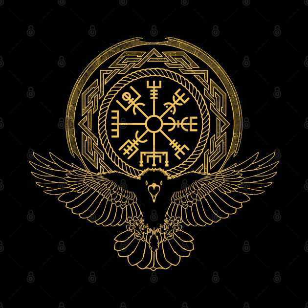 Viking Raven, Vegvisir and Celtic Knotwork by NicGrayTees