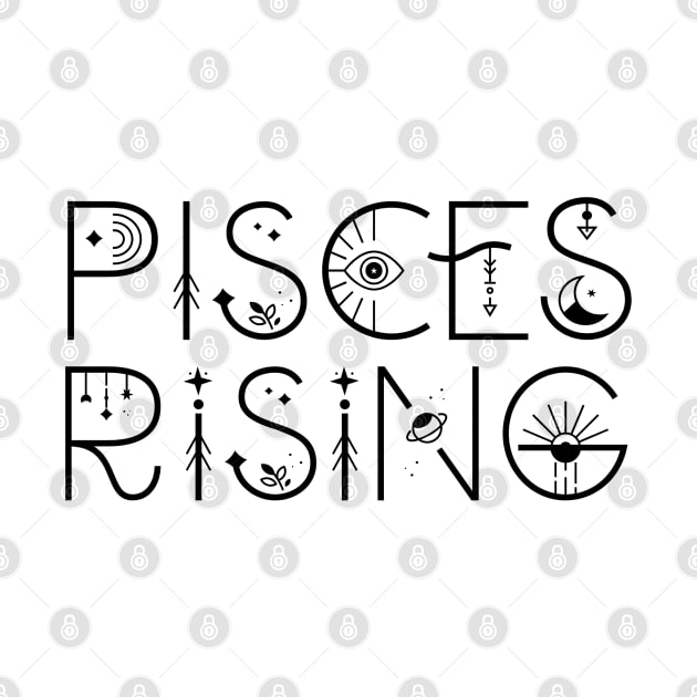 Pisces rising sign celestial typography by lilacleopardco