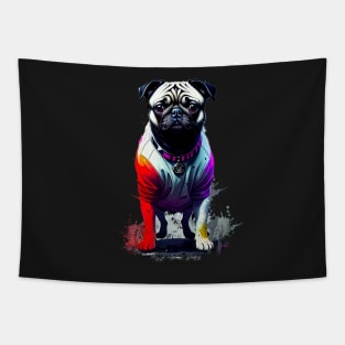 Hip Hop Punk Pug in Leather Jacket Tapestry