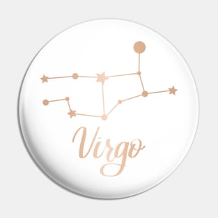 Virgo Zodiac Constellation in Rose Gold Pin