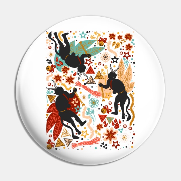 Krampus Retro Christmas Demon Pin by panco