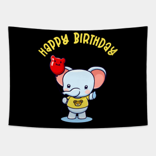 Cute Elephant Balloon Happy Birthday Gift Kids Tapestry