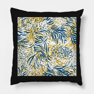 Wild Blue Gold White Pillow