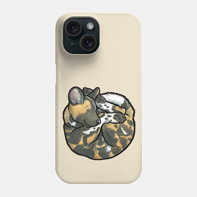 African Wild Dog pup Phone Case by animalartbyjess