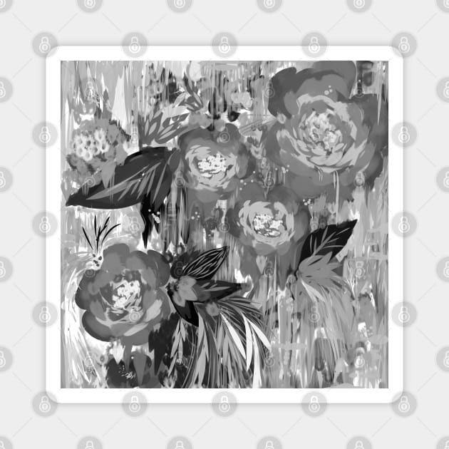 Black and white peonies Magnet by jen28