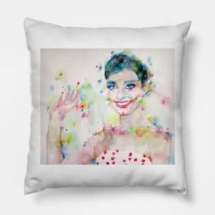 AUDREY HEPBURN watercolor portrait .12 Pillow