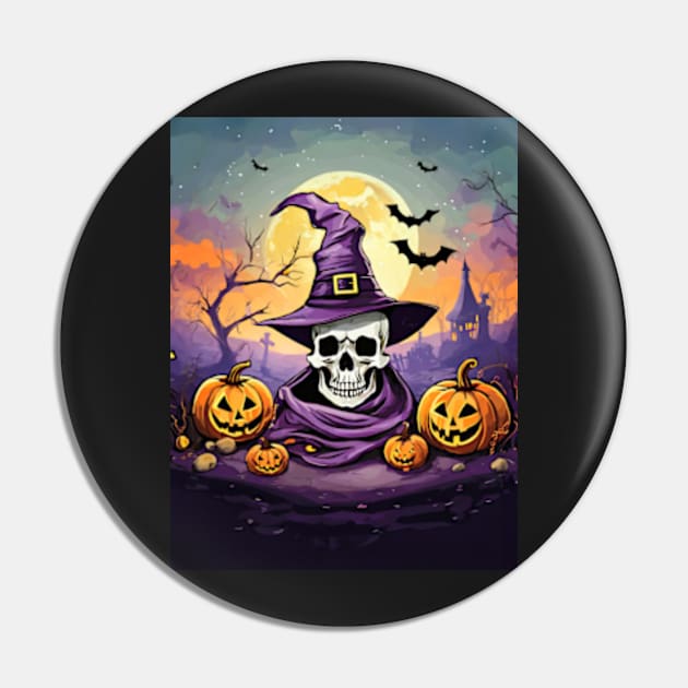 Halloween Scene Pin by ArtFactoryAI