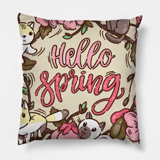 Hello Spring! (cats) Pillow