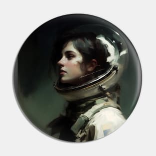 Gothic Astronaut Moody Dark Painting Pin