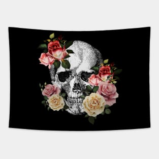 Sage Tribe Skull With roses Tapestry