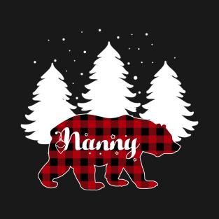 Buffalo Red Plaid Nanny Bear Matching Family Christmas T-Shirt