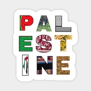 PALESTINE - Palestinian Symbols - Watermelon - Olives - Keffiyeh - Arabic Writing - Palestine Fabric  - Hummus - Palestine Flag Map - Palestinian Fabric - Za'atar - Front Magnet