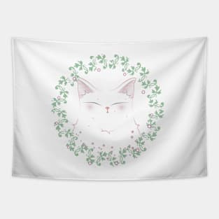 white cute cat Tapestry