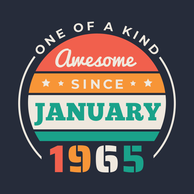 Retro Awesome Since January 1965 Birthday Vintage Bday 1965 by Now Boarding