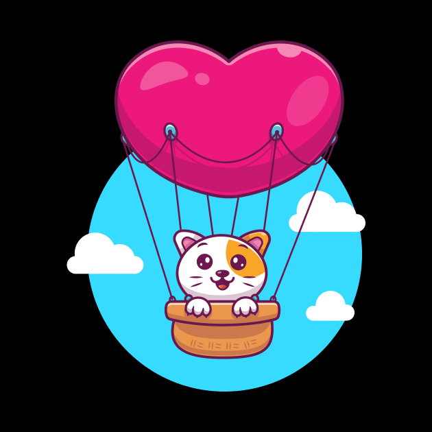 Cat in hot air ballon cartoon by Catalyst Labs