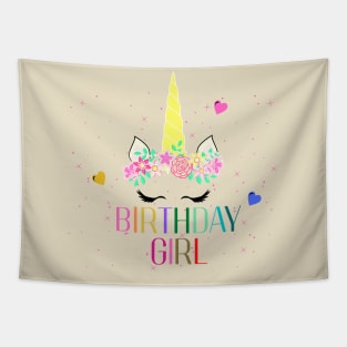 unicorn birthday girl Tapestry