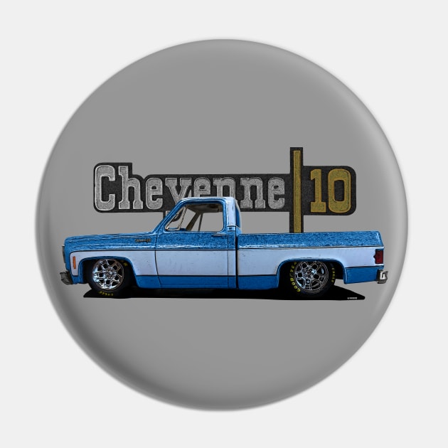 1973 Slammed Blue Chevy C10 Cheyenne Squarebody Truck Pin by hotroddude