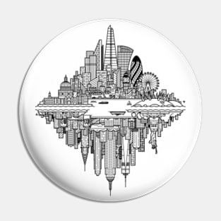 London New York Reversible Skylines Pin