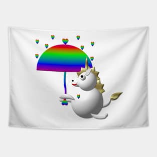 Cute Unicorn Under an Umbrella Tapestry