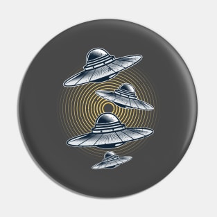 Alien Invasion Flying Saucers Pin