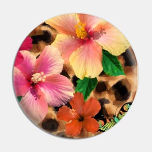 Cheetah Hibiscus Tropical Pin