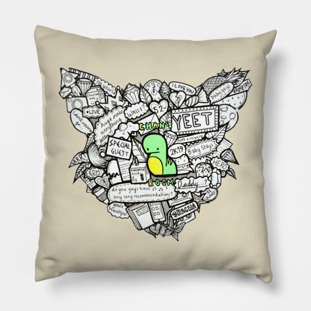 Copy of Chan's Room Doodle (White) Pillow by thevampywolf