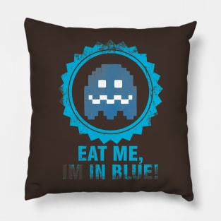 Eat me, im in blue! Pillow