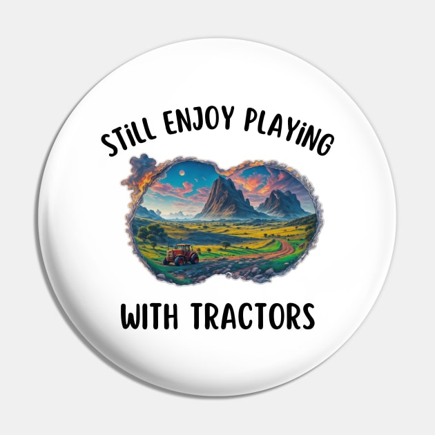 Tractor Landscape Funny Mountain Agriculture Vintage Farmer Pin by Flowering Away