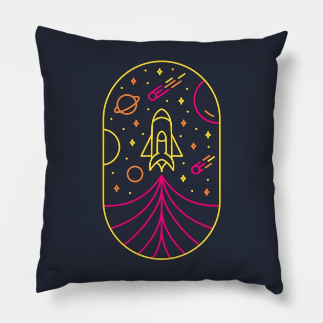 Rocket Journey Into Space 1 Pillow by VEKTORKITA