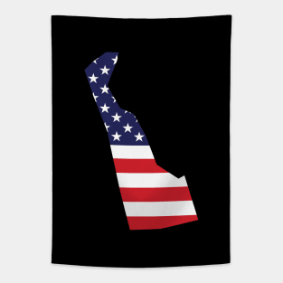 Delaware State Shape American Flag Background Tapestry