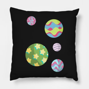 funky planet sticker pack Pillow