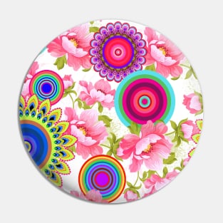 Floral pattern with colorful geometric motifs Pin