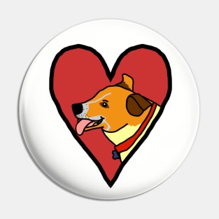 My Valentine Toby Dog Portrait in Red Heart Pin