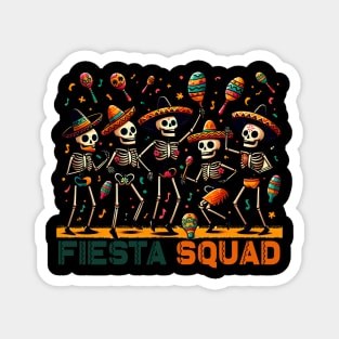 Fiesta Squad Cinco de Mayo Dancing Skeletons Sombreros Maracas Magnet