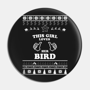 Merry Christmas Bird Pin