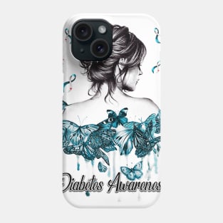 Diabetes awareness Womens Butterfly Girl Diabetes Women Gifts Phone Case