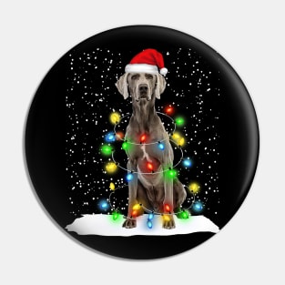 Weimaraner Christmas Santa Hat Xmas Tree Color Lights Pin