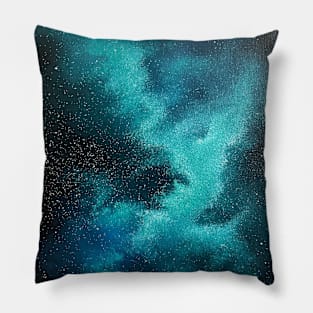 Blue Green Nebula Galaxy Pillow