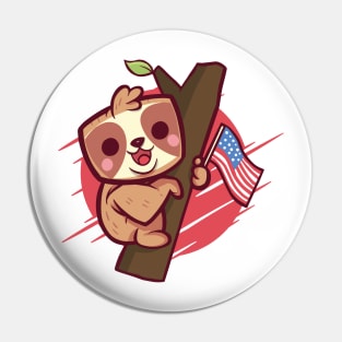 Cute Patriotic Sloth Pin