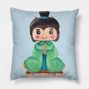 Watercolor - Japanese boy Pillow