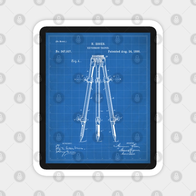 Surveyor Tripod Patent - Land Surveying Geology Geography Art - Blueprint Magnet by patentpress