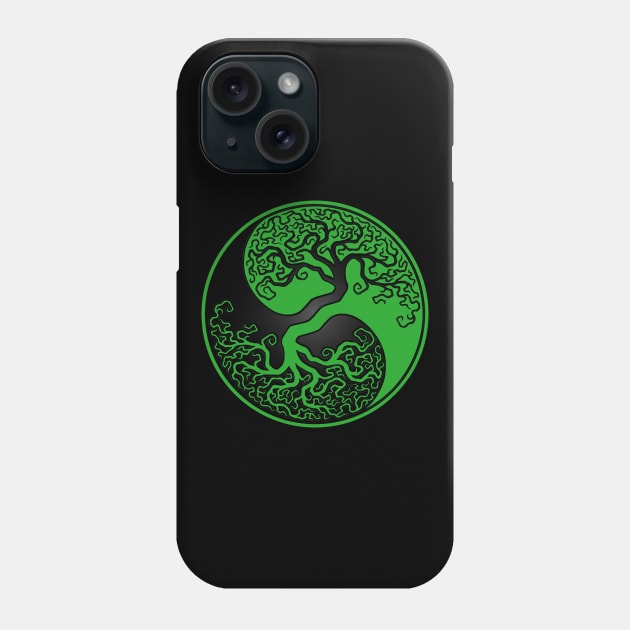 Green and Black Tree of Life Yin Yang Phone Case by jeffbartels