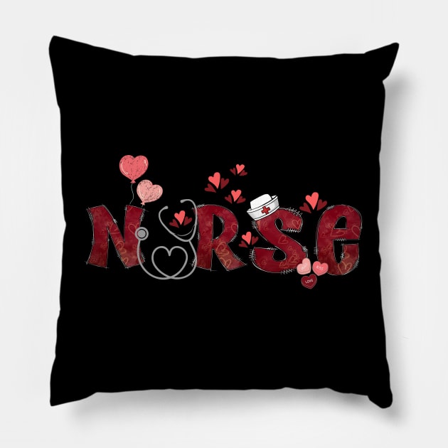 Nurse Valentine's Day Stethoscope Hearts Pillow by jackofdreams22