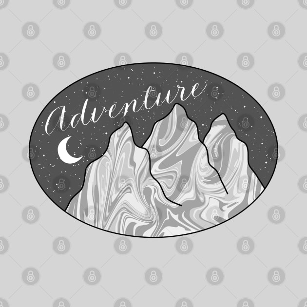 Adventure Moon and Mountains in an Oval, Made by EndlessEmporium by EndlessEmporium