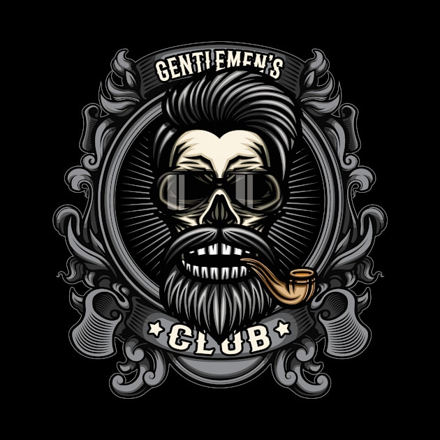 Gentlemens Smoking Club Tobacco Pipe Smoker Skull by Foxxy Merch