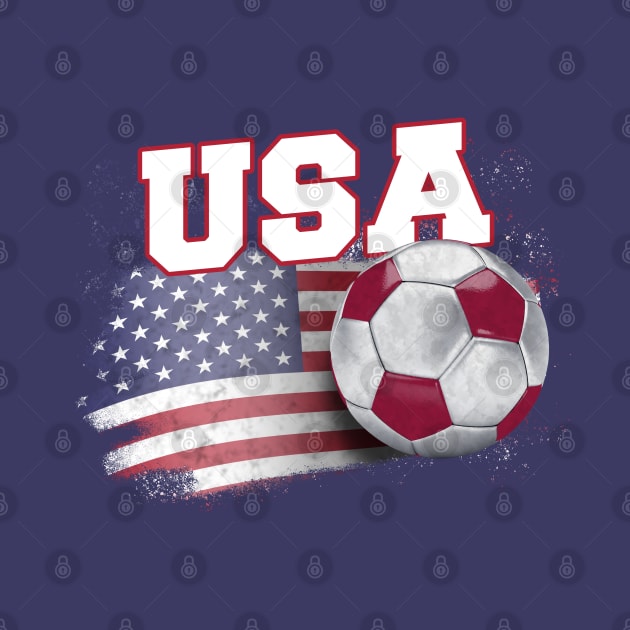 Vintage American Flag USA Soccer Ball Football by Bunny Prince Design