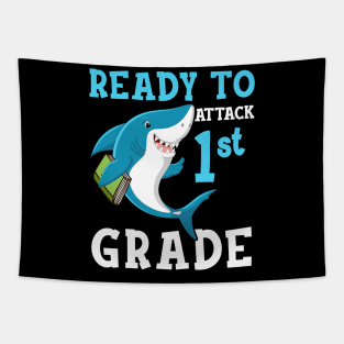 Kids Shark Ready To Attack First Grade First Day of School Tapestry