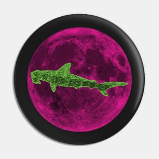 Bright Green Polynesian Pink Moon Hammerhead Shark Pin