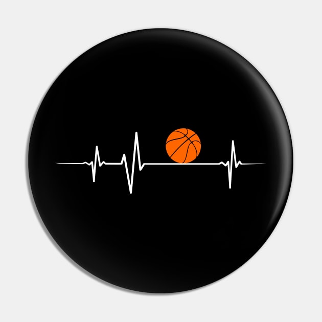 Heartbeat - Basketball Pin by InfiniTee Design