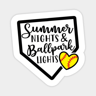 Summer Nights Ballpark Lights Softball Magnet